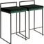 Fuji Contemporary Stackable Counter Stool In Black With Green Velvet Cushion - Set Of 2