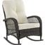 Furttuo Steel Rattan Outdoor Rocking Chair With Cushions In Cream