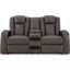 Fyne-Dyme Power Reclining Loveseat with Console In Shadow