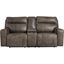 Game Plan Leather Power Reclining Console Loveseat With Adjustable Headrest In Concrete