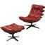 Gandy Antique Red Leather Chair with Ottoman