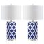 Garden Navy and Off-White 27 Inch Lattice Table Lamp Set of 2