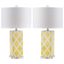 Garden Yellow and Off-White 27 Inch Lattice Table Lamp Set of 2