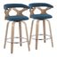 Gardenia 26 Inch Fixed Height Counter Stool Set of 2 In Blue