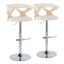 Gardenia Adjustable Barstool Set of 2 In Natural and Chrome
