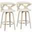 Gardenia Mid-Century Modern Counter Stool In Natural Wood And Cream Faux Leather - Set Of 2