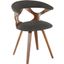 Gardenia Mid-Century Modern Dining/Accent Chair With Swivel In Walnut And Charcoal Fabric