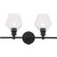 Gene 2 Light Black And Clear Glass Wall Sconce
