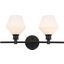 Gene 2 Light Black And Frosted White Glass Wall Sconce