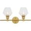 Gene 2 Light Brass And Clear Glass Wall Sconce