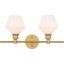 Gene 2 Light Brass And Frosted White Glass Wall Sconce