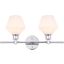 Gene 2 Light Chrome And Frosted White Glass Wall Sconce