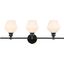 Gene 3 Light Black And Frosted White Glass Wall Sconce