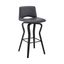 Gerty 30 Inch Swivel Gray Faux Leather and Black Wood Bar Stool