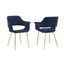 Gigi Blue Velvet Dining Room Chair Set of 2 with Gold Metal Legs