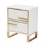 Giolla Wood and Metal 2 Drawer End Table In White and Gold