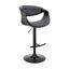 Gionni Adjustable Swivel Gray Faux Leather and Black Wood Bar Stool with Black Base