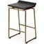 Givens 24.25 Inch Seat Height Brown Wood Seat Gold Metal Frame Stool