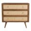 Glenda Solid Wood Three-Drawer Chest with Natural Cane In Walnut