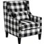 Glenn 20 Inch Transitional Fabric Arm Chair In Black And White