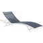 Glimpse White Navy Outdoor Patio Mesh Chaise Lounge Chair