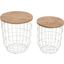 Global Archive Nested Storage Solid Wood and Metal Basket End Tables Set of 2 In White