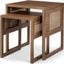 Grier Medium Brown Solid Wood With Cane Nesting Accent Tables Set of 2