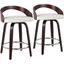Grotto Mid Century Modern Counter Stool With Swivel In Cherry With White Faux Leather Set Of 2