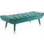 Guess Teal Channel Tufted Performance Velvet Accent Bench