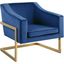 Hampshire Blue Velvet With Gold Stainless Steel Modern Accent Chair