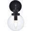 Hanson 1 Light Bath Sconce In Black With Clear Shade