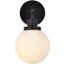 Hanson 1 Light Bath Sconce In Black With Frosted Shade