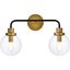 Hanson 2 Lights Bath Sconce In Black With Brass With Clear Shade