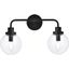 Hanson 2 Lights Bath Sconce In Black With Clear Shade
