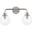 Hanson 2 Lights Bath Sconce In Polished Nickel With Clear Shade