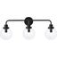 Hanson 3 Lights Bath Sconce In Black With Clear Shade