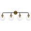 Hanson 4 Lights Bath Sconce In Black With Brass With Clear Shade