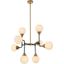 Hanson 8 Lights Pendant In Black With Brass With Frosted Shade