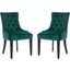 Harlow Emerald and Espresso 19 Inch H Tufted Ring Chair - Silver Nail Heads Set of 2