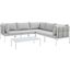 Harmony 6-Piece Sunbrella Basket Weave Outdoor Patio Aluminum Sectional Sofa Set In Taupe and Grey