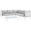 Harmony 6-Piece Sunbrella Outdoor Patio Aluminum Sectional Sofa Set In White and Gray