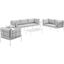 Harmony 8-Piece Sunbrella Basket Weave Outdoor Patio Aluminum Seating Set In Taupe and Grey