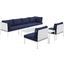 Harmony 8-Piece Sunbrella Outdoor Patio Aluminum Sectional Sofa Set In White Navy