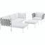 Harmony White 6 Piece Outdoor Patio Aluminum Sectional Sofa Set EEI-2626-WHI-WHI-SET