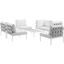 Harmony White 7 Piece Outdoor Patio Aluminum Sectional Sofa Set EEI-2617-WHI-WHI-SET