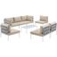 Harmony White Beige 8 Piece Outdoor Patio Aluminum Sectional Sofa Set EEI-2625-WHI-BEI-SET