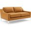 Harness Tan 64 Inch Stainless Steel Base Leather Loveseat