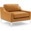 Harness Tan Stainless Steel Base Leather Arm Chair