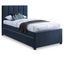 Harper Linen Textured Fabric Twin Trundle Bed In Navy