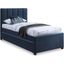 Harper Navy Linen Textured Fabric Twin Trundle Bed